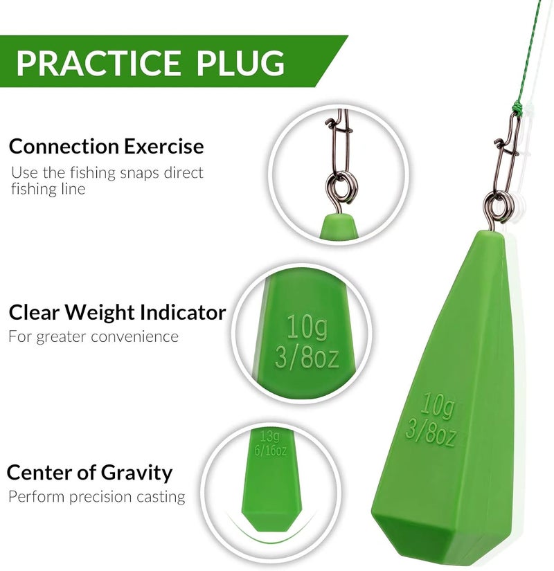 THKFISH 7PCS Mixed Sizes Fishing Practice Plugs - Weight Casting for Kids Improving Casting Skill - Image 2